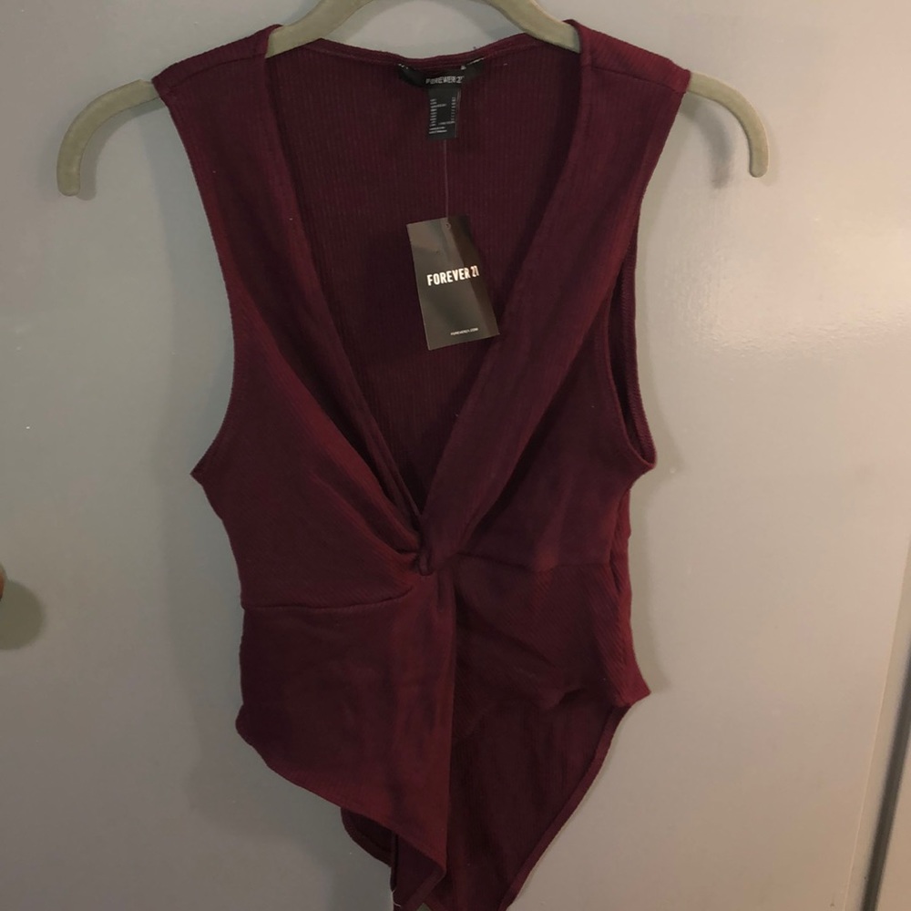 Maroon Ribbed Body Suit